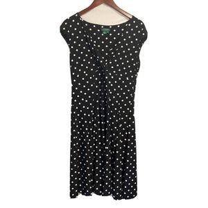 Lauren Ralph Lauren Womens Sleeveless V-neck Sheath Polka‎ Dot Dress Black Sz 12